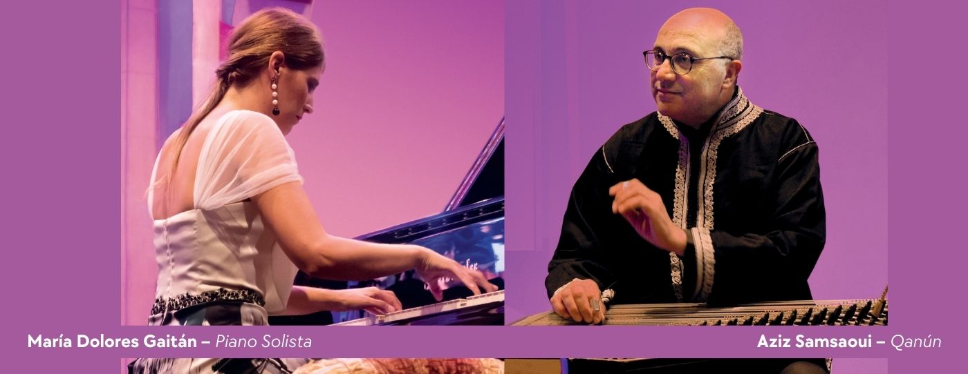 María Dolores Gaitán al piano y Aziz Samsaoui al qanún en concierto.